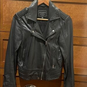 Lucky Brand Women's Black Leather Moto Jacket